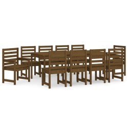 vidaXL 11-tlg. Garten-Essgruppe Honigbraun Massivholz Kiefer