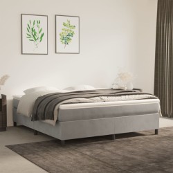 vidaXL Boxspringbett mit Matratze Hellgrau 180x200 cm Samt