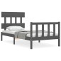 vidaXL Massivholzbett mit Kopfteil Grau 90x200 cm vidaXL Massivholzbett mit Kopfteil Grau 90x200 cm