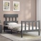 vidaXL Massivholzbett mit Kopfteil Grau 90x200 cm vidaXL Massivholzbett mit Kopfteil Grau 90x200 cm