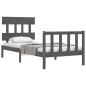 vidaXL Massivholzbett mit Kopfteil Grau 90x200 cm vidaXL Massivholzbett mit Kopfteil Grau 90x200 cm