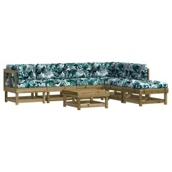 vidaXL 7-tlg. Garten-Lounge-Set mit Kissen Imprägniertes Kiefernholz
