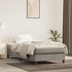 vidaXL Boxspringbett mit Matratze Hellgrau 90x190 cm Samt