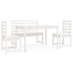 vidaXL 4-tlg. Garten-Essgruppe Weiß Massivholz Kiefer