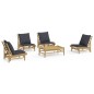 vidaXL 5-tlg. Garten-Lounge-Set mit Dunkelgrauen Kissen Bambus vidaXL 5-tlg. Garten-Lounge-Set mit Dunkelgrauen Kissen Bambus