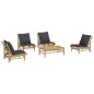 vidaXL 5-tlg. Garten-Lounge-Set mit Dunkelgrauen Kissen Bambus vidaXL 5-tlg. Garten-Lounge-Set mit Dunkelgrauen Kissen Bambus