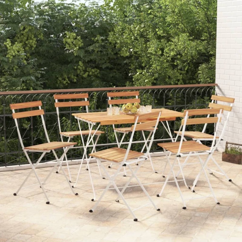 vidaXL Bistrostühle 6 Stk. Klappbar Massivholz Akazie und Stahl vidaXL Bistrostühle 6 Stk. Klappbar Massivholz Akazie und Stahl