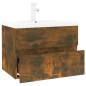 vidaXL Waschbeckenschrank mit Einbaubecken Räuchereiche Holzwerkstoff vidaXL Waschbeckenschrank mit Einbaubecken Räuchereiche Holzwerkstoff