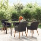 vidaXL 5-tlg. Garten-Essgruppe mit Kissen Schwarz