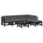 vidaXL 7-tlg. Garten-Lounge-Set mit Kissen Schwarz Massivholz vidaXL 7-tlg. Garten-Lounge-Set mit Kissen Schwarz Massivholz