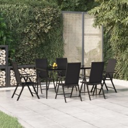 vidaXL 7-tlg. Garten-Essgruppe Schwarz Poly Rattan