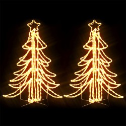 vidaXL LED-Weihnachtsbäume 2 Stk. Klappbar Warmweiß 87x87x93 cm
