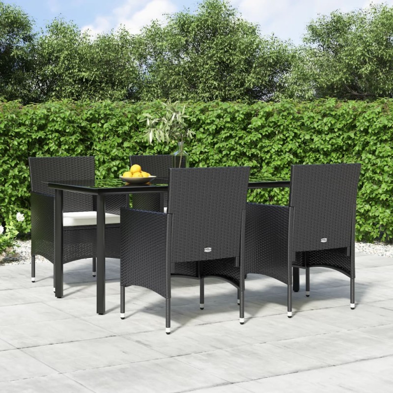 vidaXL 5-tlg. Garten-Essgruppe mit Kissen Schwarz vidaXL 5-tlg. Garten-Essgruppe mit Kissen Schwarz