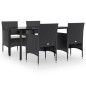 vidaXL 5-tlg. Garten-Essgruppe mit Kissen Schwarz vidaXL 5-tlg. Garten-Essgruppe mit Kissen Schwarz