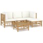 vidaXL 5-tlg. Garten-Lounge-Set mit Cremeweißen Kissen Bambus vidaXL 5-tlg. Garten-Lounge-Set mit Cremeweißen Kissen Bambus