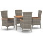 vidaXL 5-tlg. Garten-Essgruppe mit Kissen Grau Poly Rattan vidaXL 5-tlg. Garten-Essgruppe mit Kissen Grau Poly Rattan