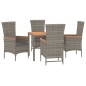 vidaXL 5-tlg. Garten-Essgruppe mit Kissen Grau Poly Rattan vidaXL 5-tlg. Garten-Essgruppe mit Kissen Grau Poly Rattan