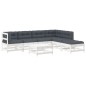 vidaXL 7-tlg. Garten-Lounge-Set mit Kissen Weiß Massivholz vidaXL 7-tlg. Garten-Lounge-Set mit Kissen Weiß Massivholz
