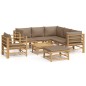 vidaXL 8-tlg. Garten-Lounge-Set mit Kissen Taupe Bambus vidaXL 8-tlg. Garten-Lounge-Set mit Kissen Taupe Bambus