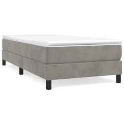 vidaXL Boxspringbett mit Matratze Hellgrau 90x200 cm Samt