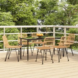 vidaXL 7-tlg. Garten-Essgruppe Poly Rattan