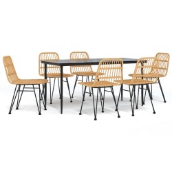 vidaXL 7-tlg. Garten-Essgruppe Poly Rattan