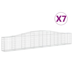vidaXL Gabionen mit Hochbogen 7 Stk. 400x30x60/80 cm Verzinktes Eisen