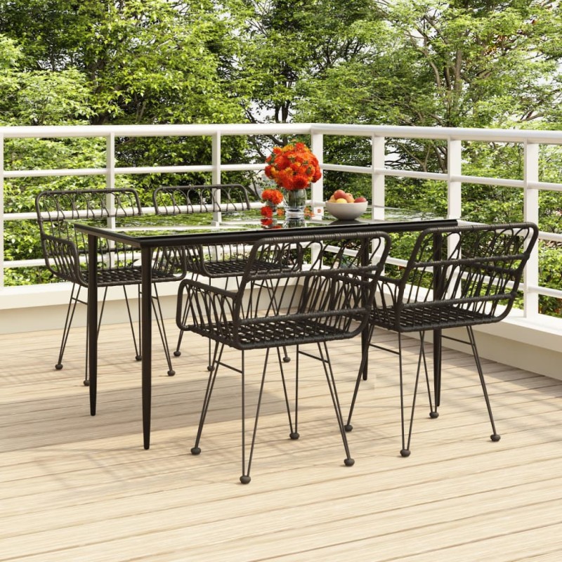 vidaXL 5-tlg. Garten-Essgruppe Schwarz Poly Rattan vidaXL 5-tlg. Garten-Essgruppe Schwarz Poly Rattan
