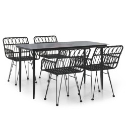 vidaXL 5-tlg. Garten-Essgruppe Schwarz Poly Rattan