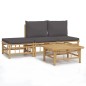 vidaXL 4-tlg. Garten-Lounge-Set mit Dunkelgrauen Kissen Bambus vidaXL 4-tlg. Garten-Lounge-Set mit Dunkelgrauen Kissen Bambus