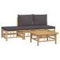 vidaXL 4-tlg. Garten-Lounge-Set mit Dunkelgrauen Kissen Bambus vidaXL 4-tlg. Garten-Lounge-Set mit Dunkelgrauen Kissen Bambus