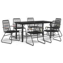 vidaXL 7-tlg. Garten-Essgruppe Schwarz PVC-Rattan