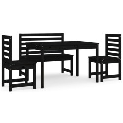 vidaXL 4-tlg. Garten-Essgruppe Schwarz Massivholz Kiefer