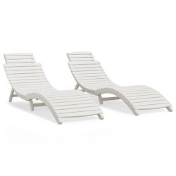 vidaXL Sonnenliegen 2 Stk. Weiß 184x55x64 cm Massivholz Akazie