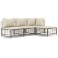vidaXL 4-tlg. Garten-Lounge-Set mit Kissen Anthrazit Poly Rattan vidaXL 4-tlg. Garten-Lounge-Set mit Kissen Anthrazit Poly Rattan