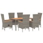 vidaXL 7-tlg. Garten-Essgruppe mit Kissen Grau Poly Rattan vidaXL 7-tlg. Garten-Essgruppe mit Kissen Grau Poly Rattan
