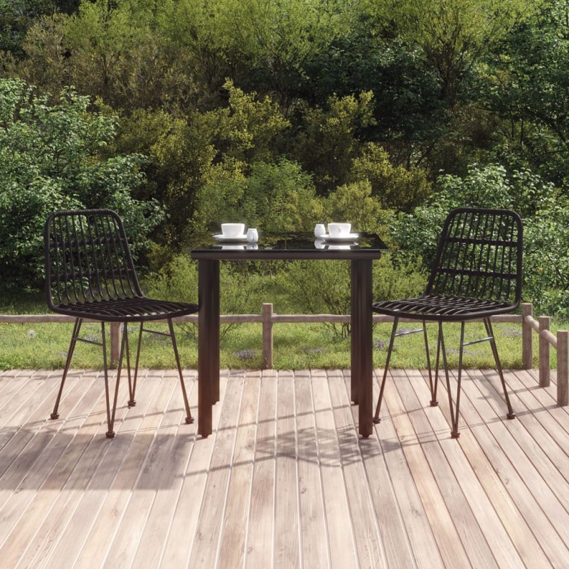 vidaXL 3-tlg. Garten-Essgruppe Schwarz Poly Rattan vidaXL 3-tlg. Garten-Essgruppe Schwarz Poly Rattan
