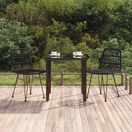 vidaXL 3-tlg. Garten-Essgruppe Schwarz Poly Rattan