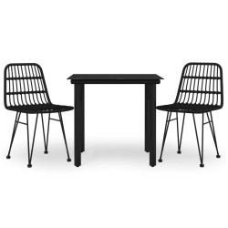 vidaXL 3-tlg. Garten-Essgruppe Schwarz Poly Rattan