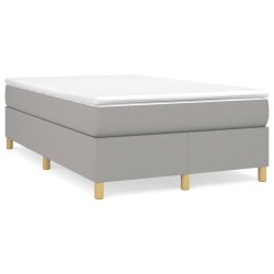 vidaXL Boxspringbett mit Matratze Hellgrau 120x200 cm Stoff