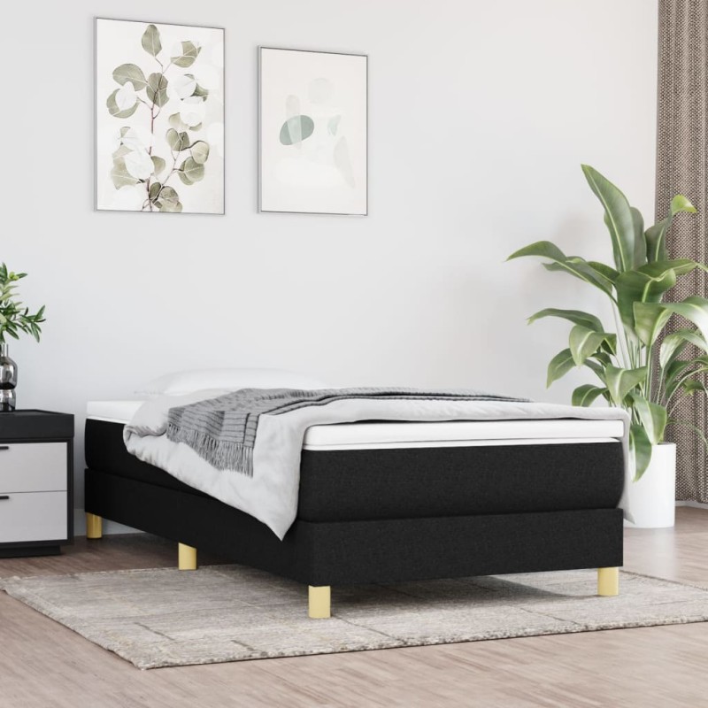 vidaXL Boxspringbett mit Matratze Schwarz 90x190 cm Stoff vidaXL Boxspringbett mit Matratze Schwarz 90x190 cm Stoff