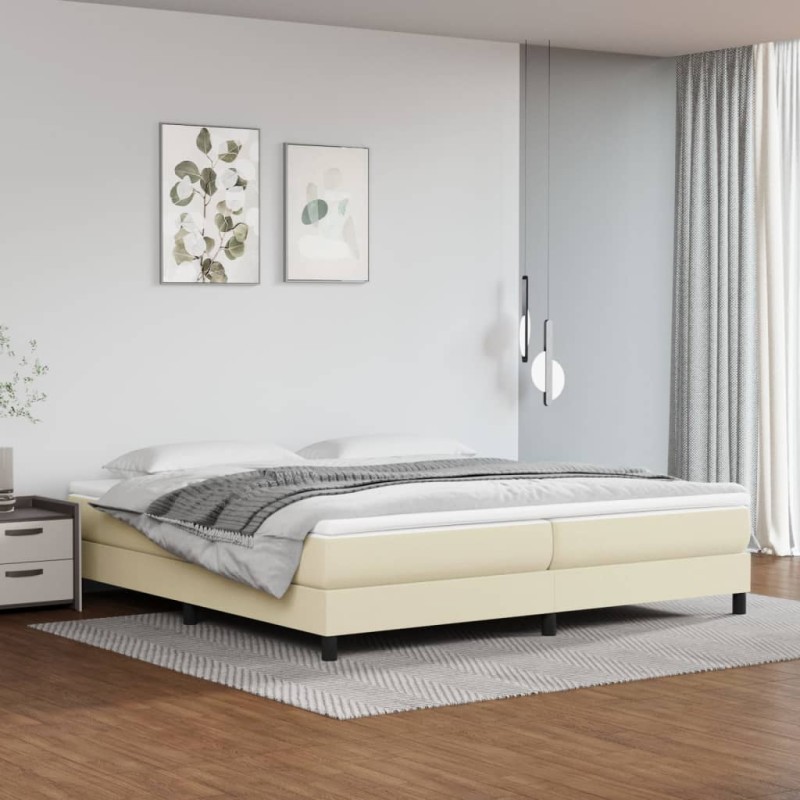 vidaXL Boxspringbett mit Matratze Creme 200x200 cm Kunstleder vidaXL Boxspringbett mit Matratze Creme 200x200 cm Kunstleder