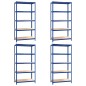 vidaXL Regale mit 5 Böden 4 Stk. Blau Stahl & Holzwerkstoff vidaXL Regale mit 5 Böden 4 Stk. Blau Stahl & Holzwerkstoff