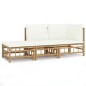 vidaXL 3-tlg. Garten-Lounge-Set mit Kissen Creme Bambus
