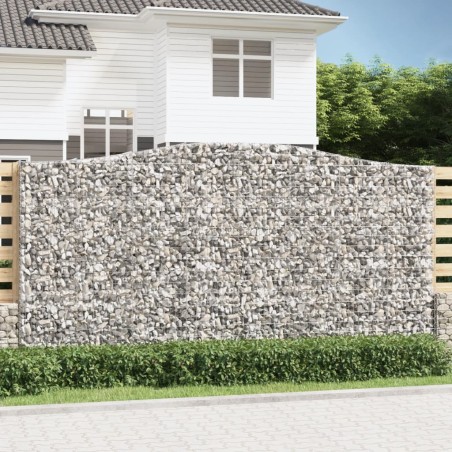 vidaXL Gabionen mit Hochbogen 7 Stk. 400x50x200/220cm Verzinktes Eisen
