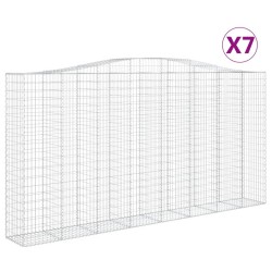 vidaXL Gabionen mit Hochbogen 7 Stk. 400x50x200/220cm Verzinktes Eisen