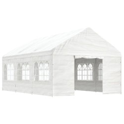 vidaXL Pavillon mit Dach Weiß 6,69 x 4,08 x 3,22 m Polyethylen