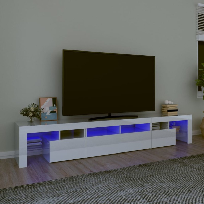 vidaXL TV-Schrank mit LED-Leuchten Hochglanz-Weiß 230x36,5x40 cm vidaXL TV-Schrank mit LED-Leuchten Hochglanz-Weiß 230x36,5x40 cm