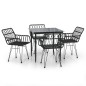 vidaXL 5-tlg. Garten-Essgruppe Schwarz Poly Rattan vidaXL 5-tlg. Garten-Essgruppe Schwarz Poly Rattan