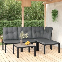 vidaXL 5-tlg. Garten-Lounge-Set Schwarz und Grau Poly Rattan